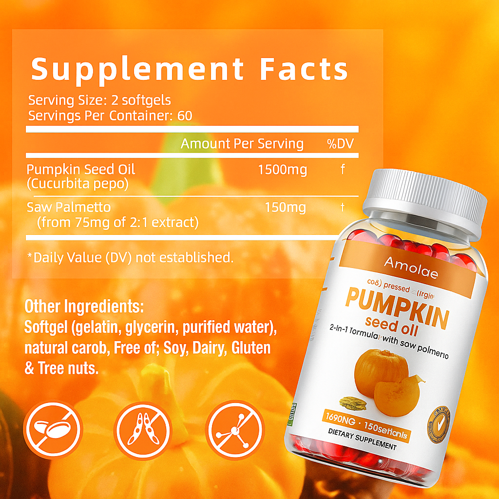 🧡 Pumpkin Seed Oil + Saw Palmetto