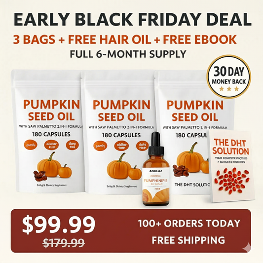 Pumpkin Seed Oil Softgels 180ct- "2-in-1 Hair Growth & Hormone Balance System"