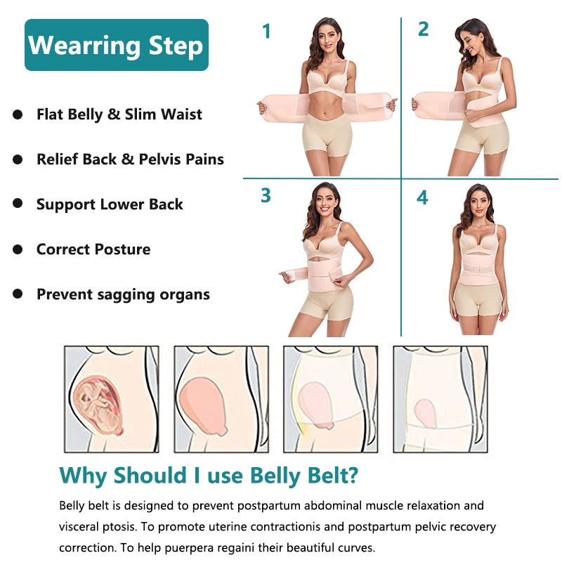 Postpartum Girdle C-Section Recovery Belt Back Support Belly Wrap Belly Band Shapewear Abdominal Binder Post Surgery Cinchers